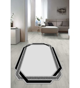 Dijital Baskılı Kaymaz Taban Yıkanabilir Lazer Kesim Salon Halısı Yolluk NLZR-HT-857 (Gri)