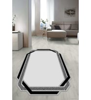 Dijital Baskılı Kaymaz Taban Yıkanabilir Lazer Kesim Salon Halısı Yolluk NLZR-HT-857 (Gri)