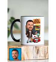 Erkek Sosyal Bilgiler Öğretmenine Hediye Karikatürlü Siyah Kupa Bardak