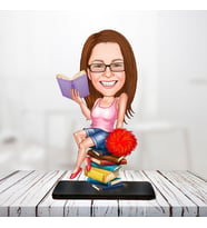 Kişiye Özel Karikatür biblo KİTAP OKUYAN ÇOCUK