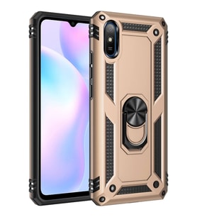 Newface Xiaomi Redmi 9A Kılıf Sofya Yüzüklü Silikon Kapak - Gold