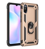 Newface Xiaomi Redmi 9A Kılıf Sofya Yüzüklü Silikon Kapak - Gold