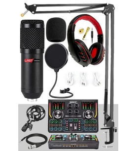 Lastvoice BM800 Titanium Set Efektli Ses Kartı Mikrofon Kulaklık Stand Kayıt Canlı Yayın (PC ve Telefon)