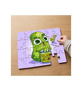 Sevimli Minik Salatalık Tasarımlı 24 Parça Ahşap Çocuk Puzzle MPK0713