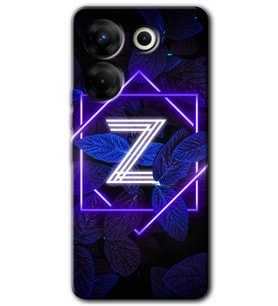 Tecno Camon 20 Pro 5G Kılıf HD Desen Baskılı Kılıf - Dark Neon Yaprak Z Harfi
