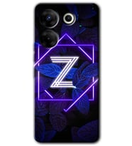 Tecno Camon 20 Pro 5G Kılıf HD Desen Baskılı Kılıf - Dark Neon Yaprak Z Harfi