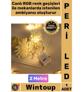 #Led Dekoratif Renkli Aydınlatma Esnek Tel Işık Ambiyans Dekorasyon Şık Canlı 2 Metre Pilli Peri Led