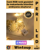 #Led Dekoratif Renkli Aydınlatma Esnek Tel Işık Ambiyans Dekorasyon Şık Canlı 2 Metre Pilli Peri Led