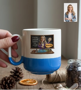 Kişiye Özel Karikatürlü Kadın Öğretmen Kupa Bardak Pro Öğretmenler Günü Hediyesi