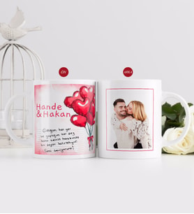 BK Gift Kişiye Özel El Yazı Mesajlı Fotoğraflı Hediye Beyaz Kupa Bardak-3