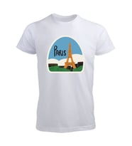 Paris Temalı Tişört (Düz Beyaz)