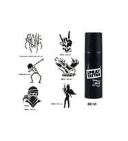 Rock ve Müzik Sembolleri Spray Tattoo Geçici Dövme Yapma Seti Dark Siyah