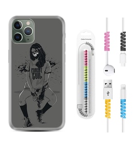 Apple iPhone 11 12 13 14 Pro Max Kılıf Kablo Koruma Spiral Silikon Purest Evil 1627