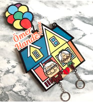 Kişiye Özel Meşgalem Özel Çizim  Balon Ev Anahtarlık (Karışık)