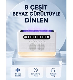 Simüle Alev Efektli Kablosuz Hoparlör Zamanlayıcılı Gece Lambası