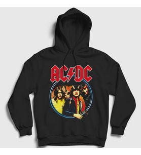 Presmono Unisex Siyah Highway To Hell Cover AC/DC Kapüşonlu Sweatshirt 6403tt
