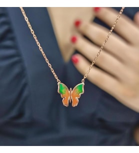 Kelebek Minimal Lazer Geçişli Kolye (Karışık)