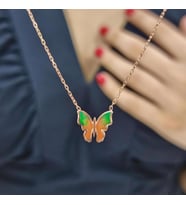 Kelebek Minimal Lazer Geçişli Kolye (Karışık)