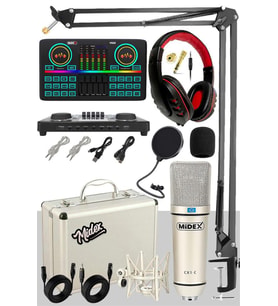 Midex CX1 Effective Set-2 Efektli Ses Kartı Mikrofon Kulaklık Stand Kayıt Canlı Yayın Seti (PC ve Telefon)
