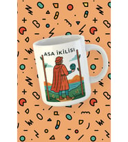 Kartura Koleksiyonu – Tarot Asa İkilisi Kartı Özel Tasarım Kupa Bardak (Beyaz)