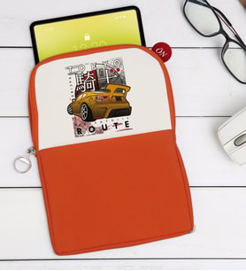 BK Gift Tokyo Route Tasarımlı Taşınabilir Koruyucu Tablet Kılıfı & Organizer Çanta - Turuncu-1
