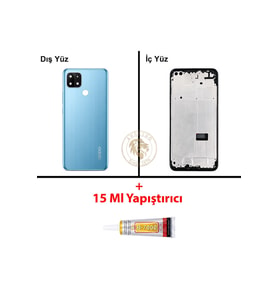 Oppo A15 Mavi Uyumlu Orta Kasa + B7000 Yapıştırıcı Full Kasa Kapak Gövde Housing
