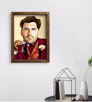 BK Gift Kişiye Özel Şarap İçen Adam Tasarımlı Doğal Masif Ahşap Çerçeveli Tablo 45x65cm-1