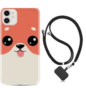 Apple iPhone 11 12 13 Mini Kılıf Boyun Askılı Silikon Sevimli Köpek 1731