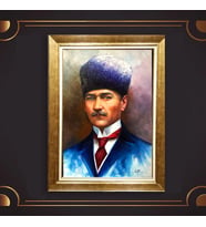 Özel Seri Paspartulu Çerçeveli Atatürk Tablo l702 (Gold)