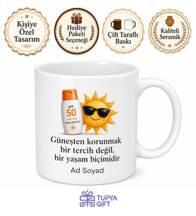 Güneş Kremi Sürmeden Sokağa Çıkmayan Cilt Dostu Kupası Hediye Kupa Bardak