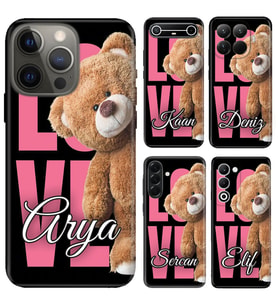 Samsung Galaxy A12 M12 A22 A23 A34 A51 A52 A54 A71 A72 A73 A16 M34 Kılıf YeniSeri Kişiye Özel İsim Yazılı Silikon Kapak Love teddy