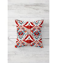 Etnik Batik Boyalı Çift Tarafı Baskılı Gizli Fermuarlı Yastık Kılıfı Kırlent Koltuk Yastık Kılıfı (Kırmızı-Beyaz)