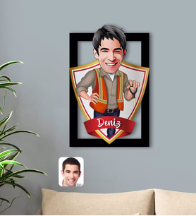 BK Gift Kişiye Özel İsimli Erkek Karikatürlü 3D Ahşap Tablo-80