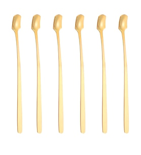 Çelik 17 cm Gold 6 Adet Uzun Kahve ve Smoothie Karıştırma Kaşığı cin577sr-6