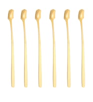 Çelik 17 cm Gold 6 Adet Uzun Kahve ve Smoothie Karıştırma Kaşığı cin577sr-6