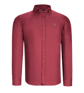 G725 DEWBERRY ERKEK GÖMLEK-DÜZ BORDO
