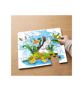 Mutlu Anne Ördek ve Yavruları Tasarımlı 24 Parça Ahşap Çocuk Puzzle MPK0736