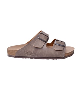 Fly Soft S902.002 Unısex Çift Tokalı Mantar Taban Comfort Terlik Vizon