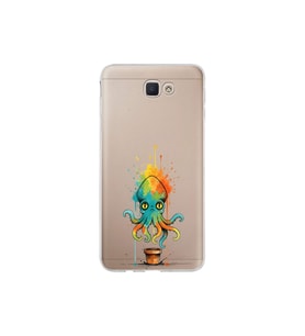 Samsung Galaxy J7 Prime 2 ile uyumlu Splash ahtapot tasarımlı şeffaf silikon kılıf