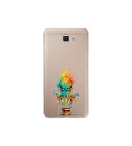 Samsung Galaxy J7 Prime 2 ile uyumlu Splash ahtapot tasarımlı şeffaf silikon kılıf