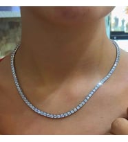 Gümüş 3,2 mm 40 cm pırlanta montür su yolu klasik kolye