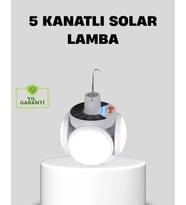 Solar Güneş Enerjili ve USB Şarjlı 5 Kanatlı LED Kamp Lambası