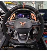 Seat Ateca Dikme Direksiyon Kılıfı Alcantara Süet Mat Karbon Taba Yüzük ve Dikiş FR Kesik 2020-2026