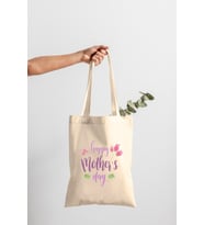 Bez Çanta Dünyası Anneler Günü Happy Mother's Day Baskılı Bez Çanta