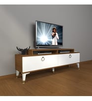 Decoraktiv Ekoflex 4 Mdf Gold Tv Ünitesi Tv Sehpası - Ceviz Beyaz (Beyaz - Kahverengi)