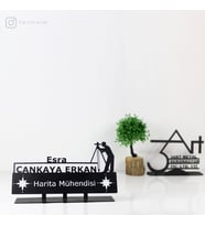 Harita Mühendisi Masaüstü İsimlik - Metal Masa İsimliği - Hediye Ofis İsimlik