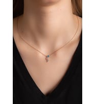 BeyazZirkonTaşlı G Harf Kolye Rose Gümüş AltınKaplama KadınGümüş Kolye 925 Ayar  (Rose-Beyaz)