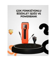 600 Lümen Bisiklet Ön Işık Powerbankli Çakar COB Led