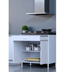 Eliusta Nehir 75 cm Mutfak Dolabı Çok Amaçlı Ankastre Set Ocak Dolabı 75x88x48 cm Raflı 2 Bölmeli Dolap (Beyaz)