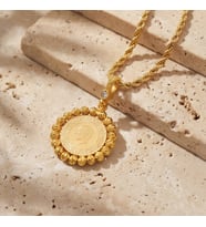 FerizZ Altın Kaplama Dorikalı Çeyrek Altınlı Kadın Kolye Ucu TGR-580 (Gold)